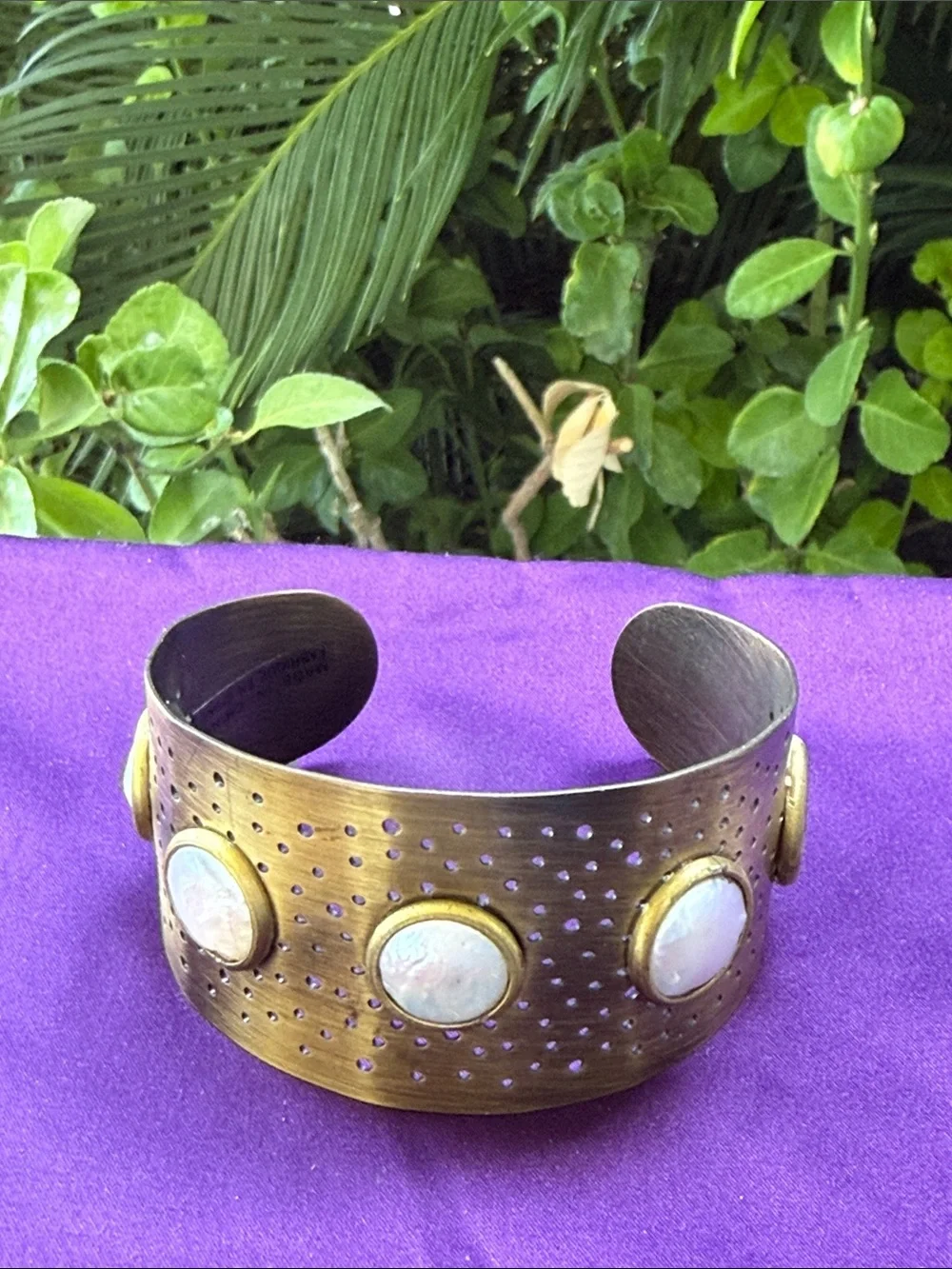 Brass with Mother of Pearl Cuff Bracelet - Women Accessories